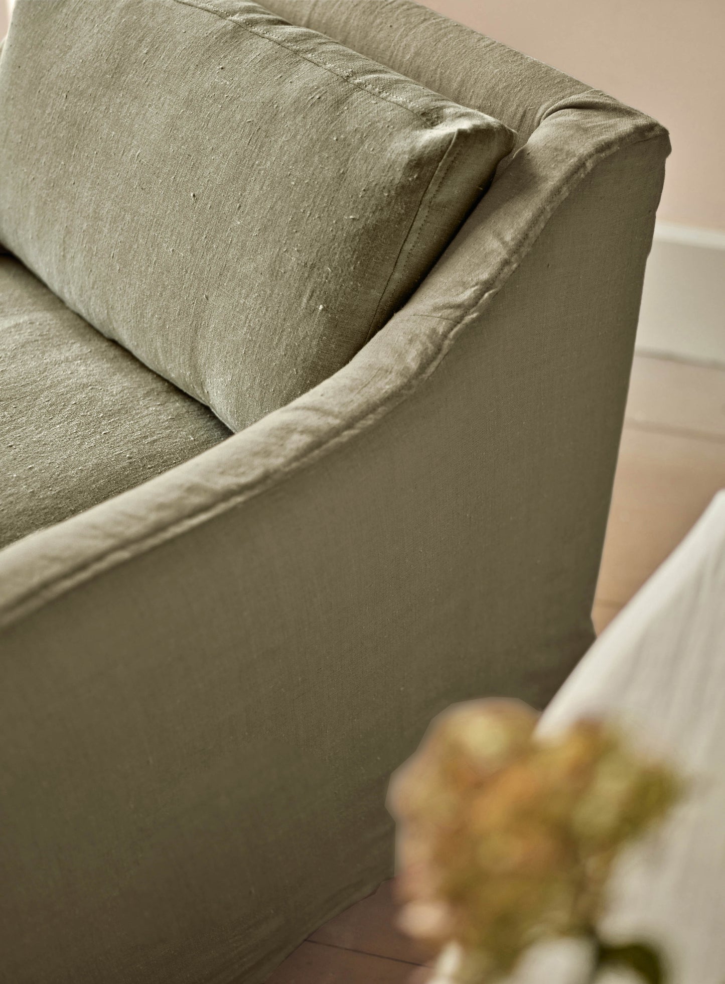 Fauteuil à housse amovible Warren, lin olive