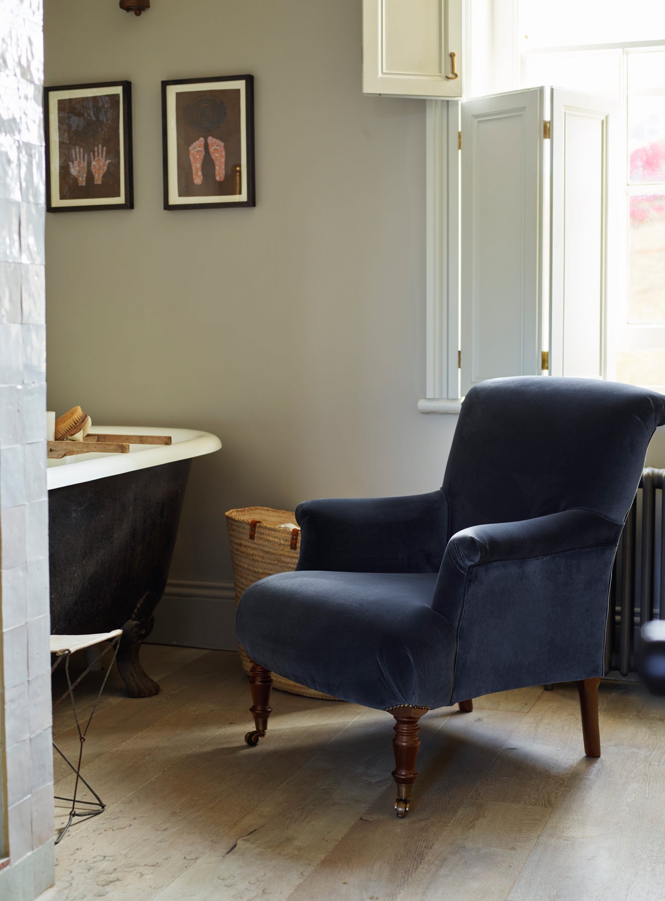 Fauteuil Finley, velours gris anthracite