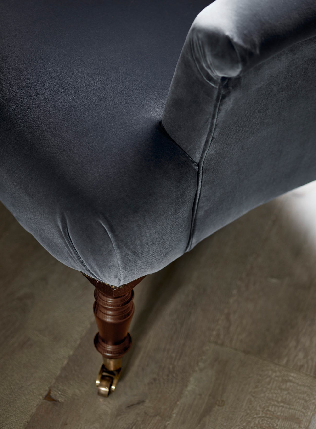 Fauteuil Finley, velours gris anthracite