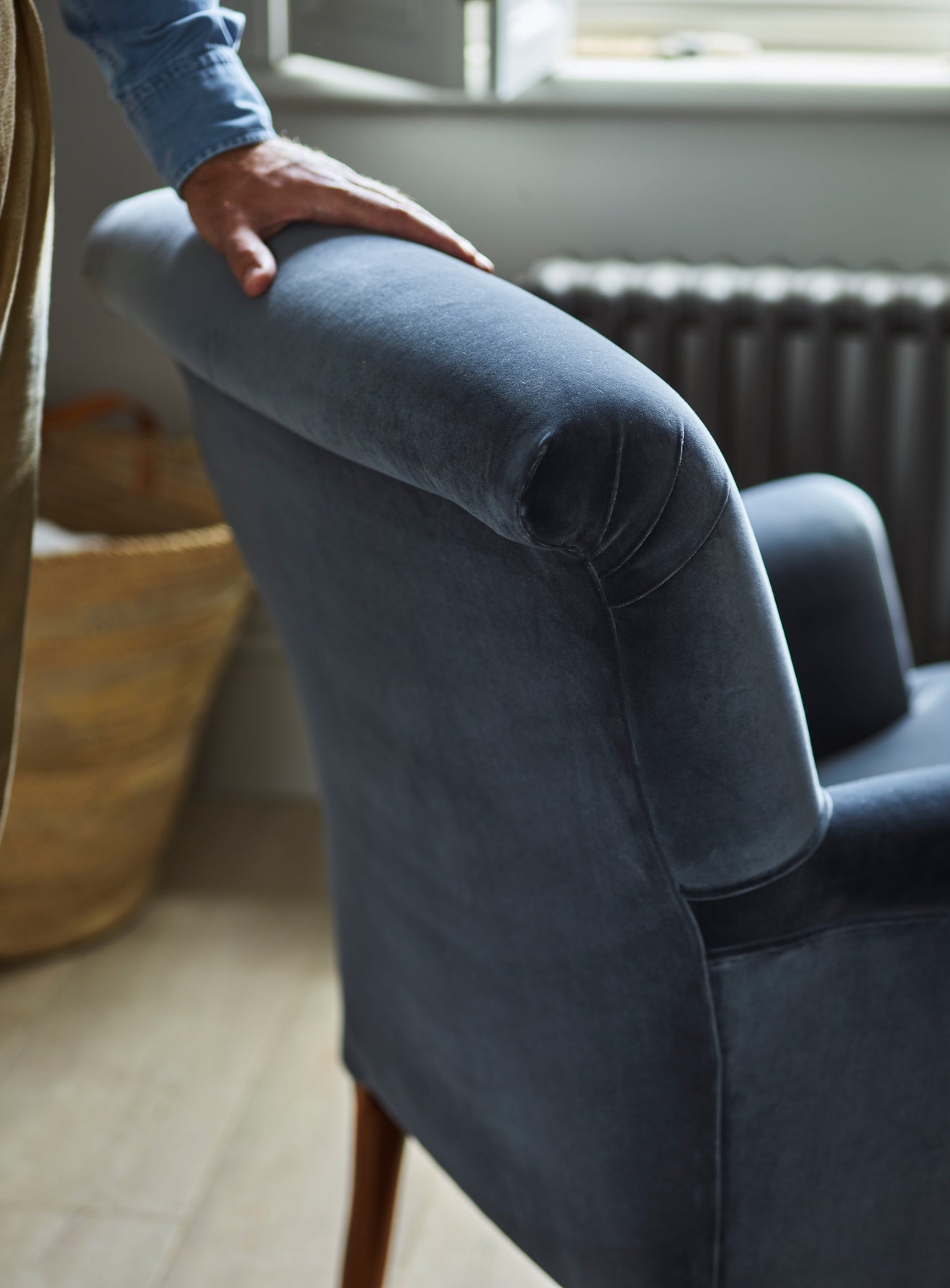 Fauteuil Finley, velours gris anthracite