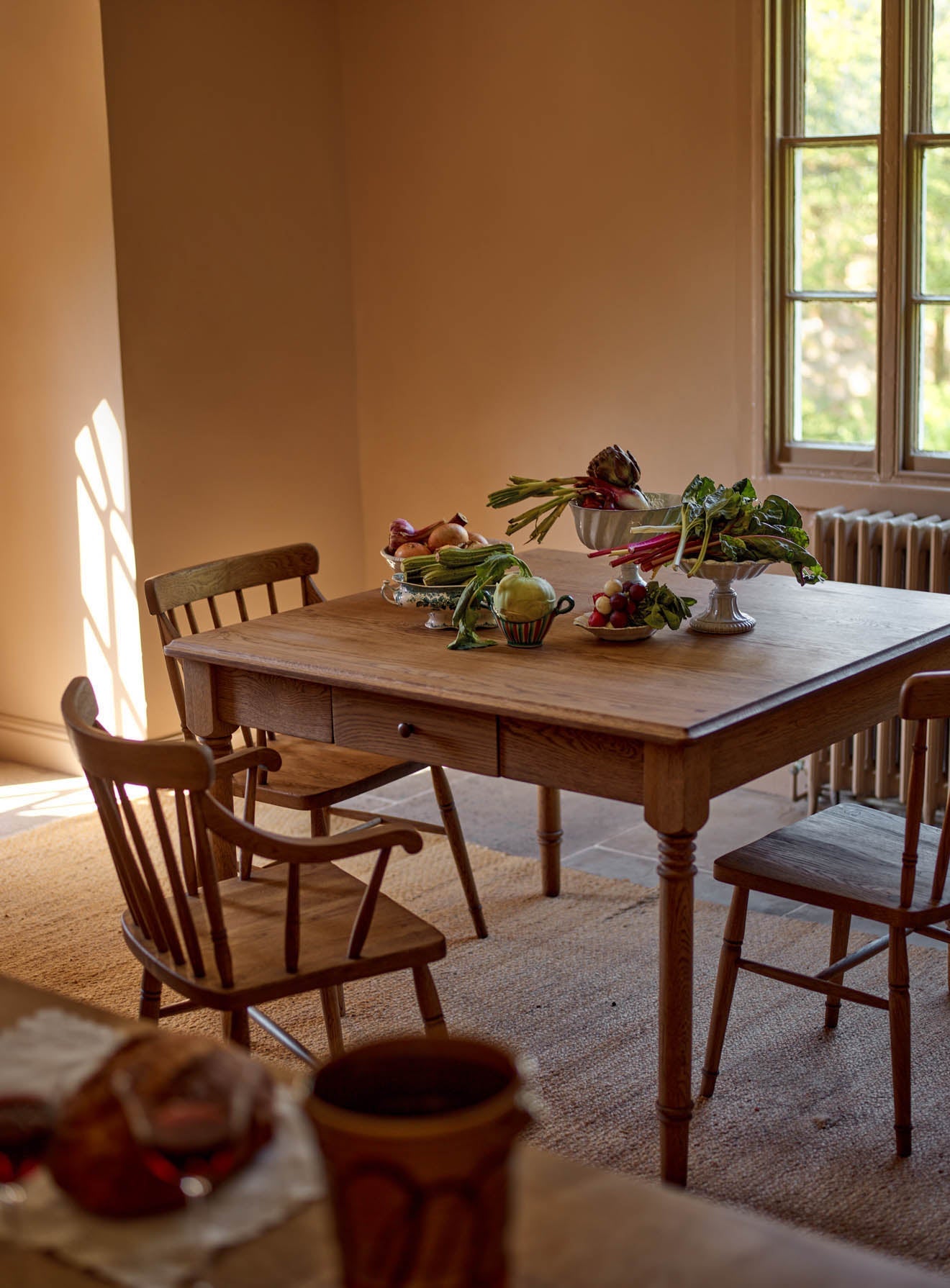 Table de salle à manger carrée en chêne Stanton