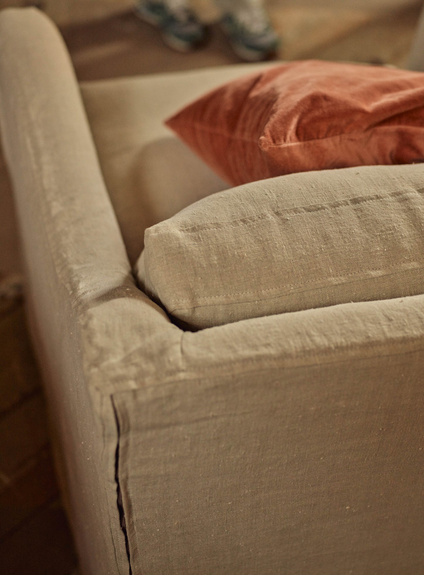 Fauteuil à housse amovible Warren, lin naturel