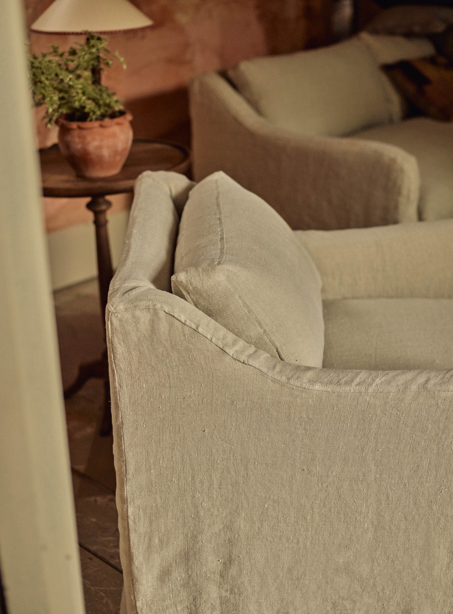 Fauteuil à housse amovible Warren, lin naturel