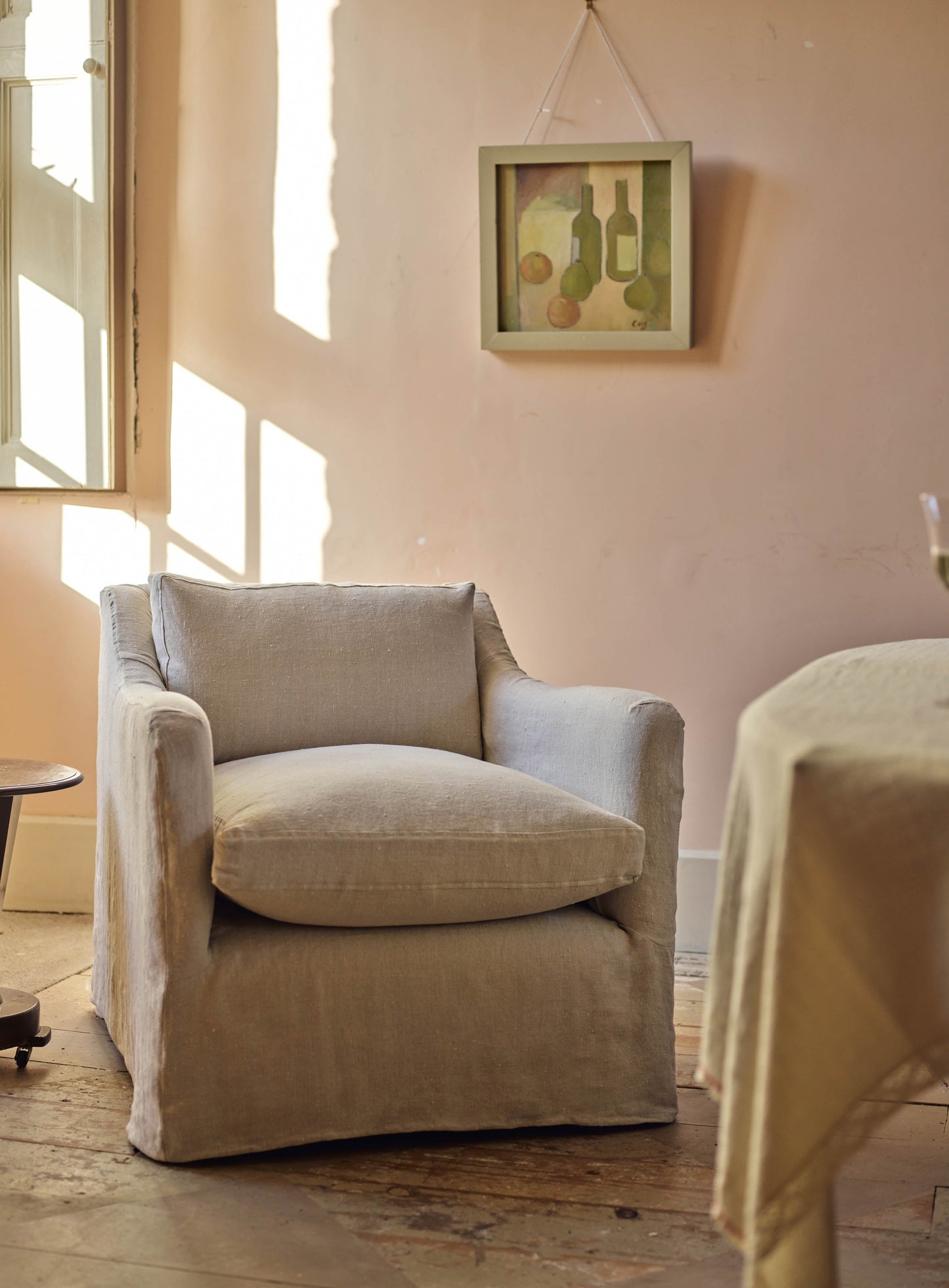Fauteuil à housse amovible Warren, lin naturel