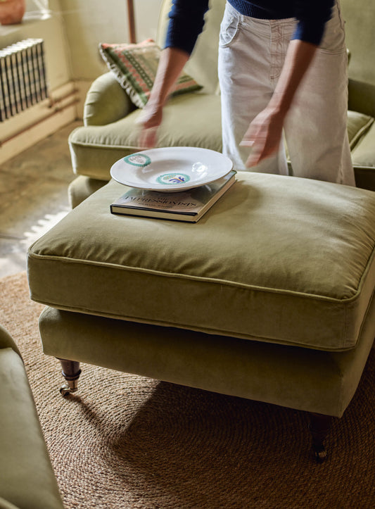 Tabouret Abington, velours sauge