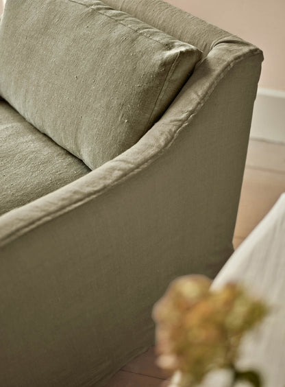 Fauteuil à housse amovible Warren, lin olive
