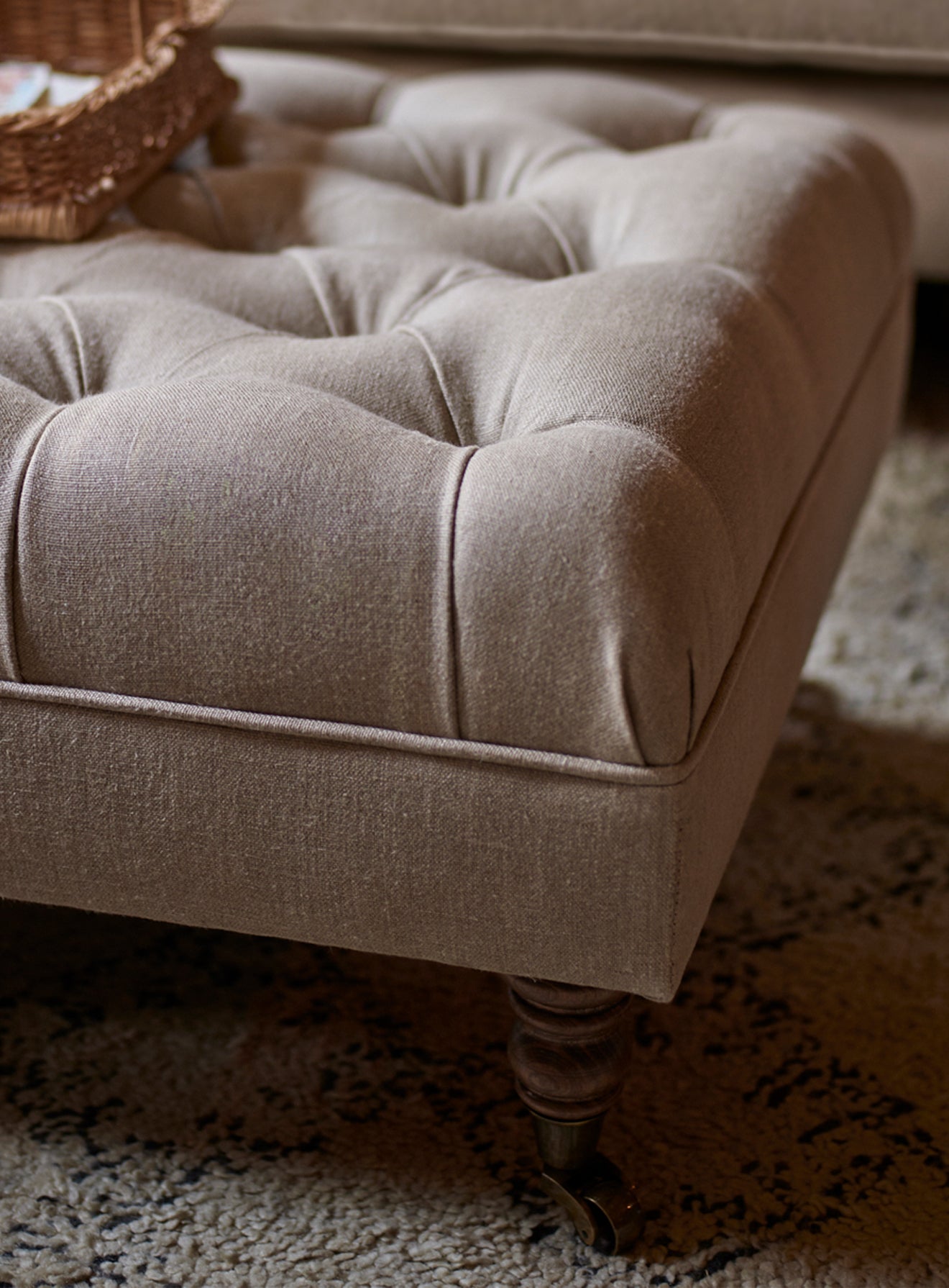 Tabouret Elbert, lin naturel