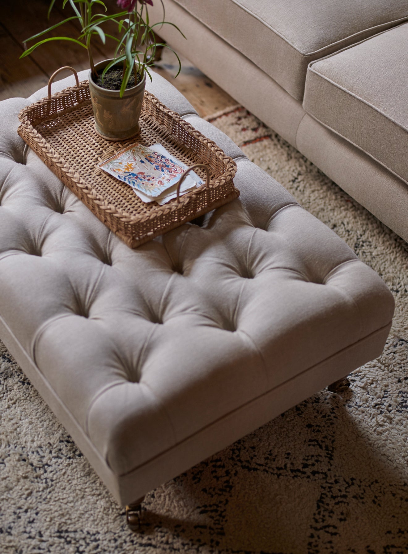 Tabouret Elbert, lin naturel