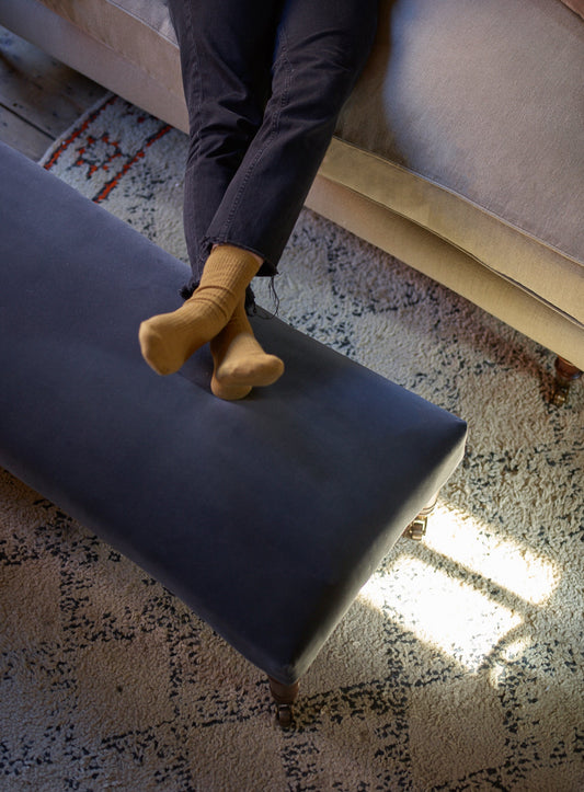 Tabouret Edmund, Grand modèle, Velours gris ardoise