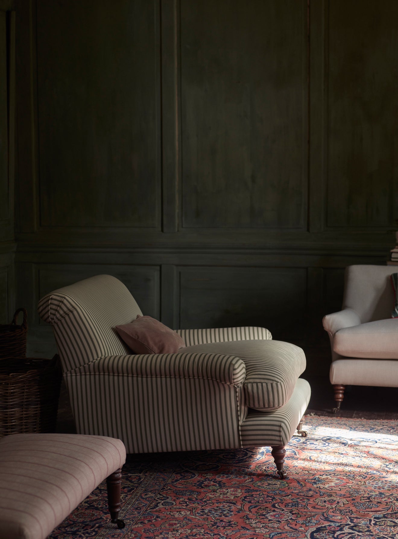 Fauteuil Remy, rayures saumon