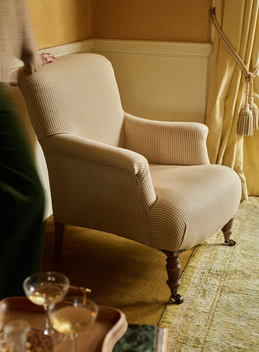 Fauteuil Finley, rayures ocre héritage