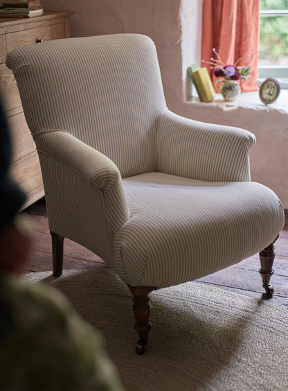 Fauteuil Finley, rayures grises sur fond blanc