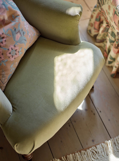 Fauteuil Finley, velours vert sauge