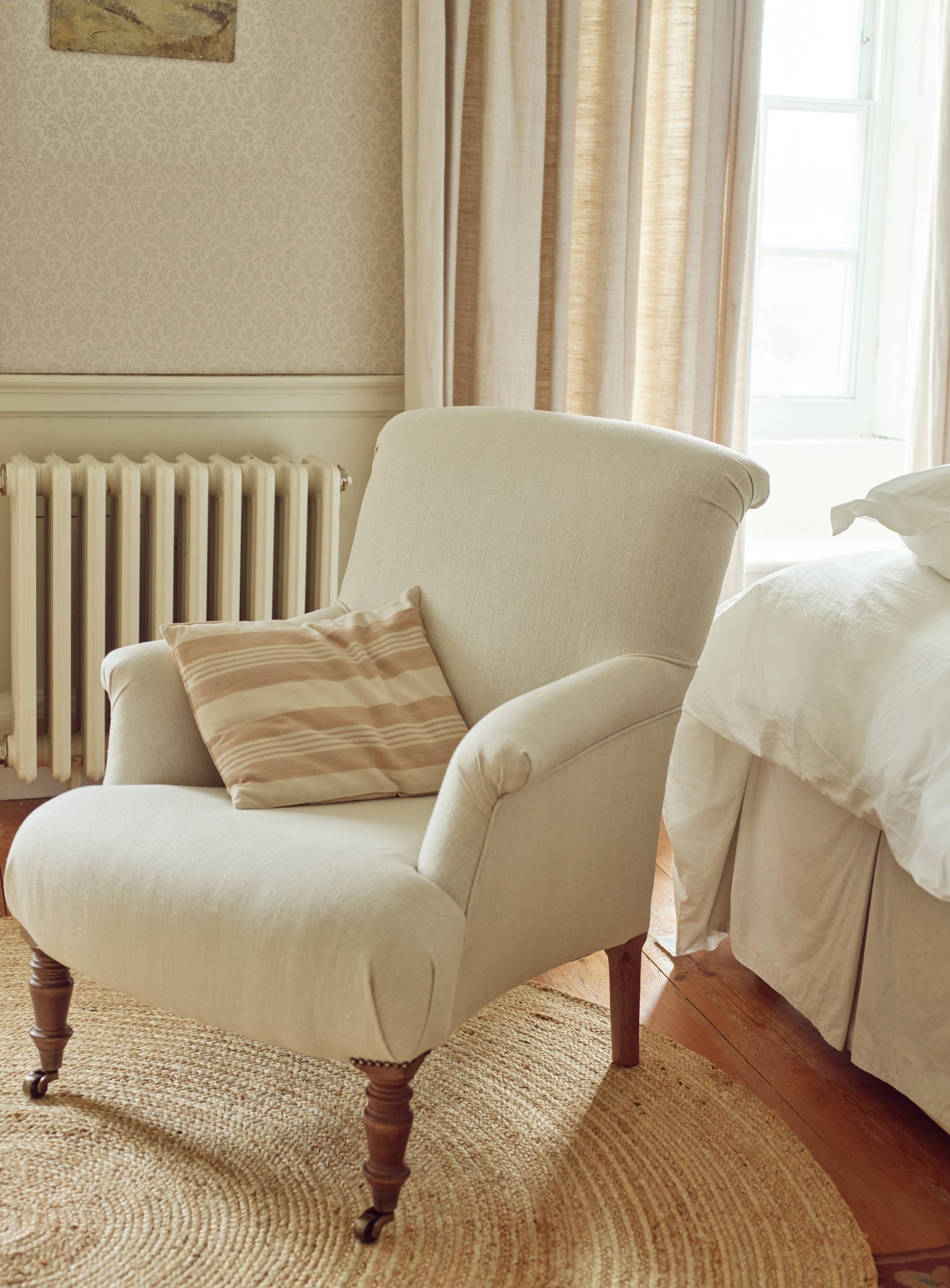 Fauteuil Finley, lin écru