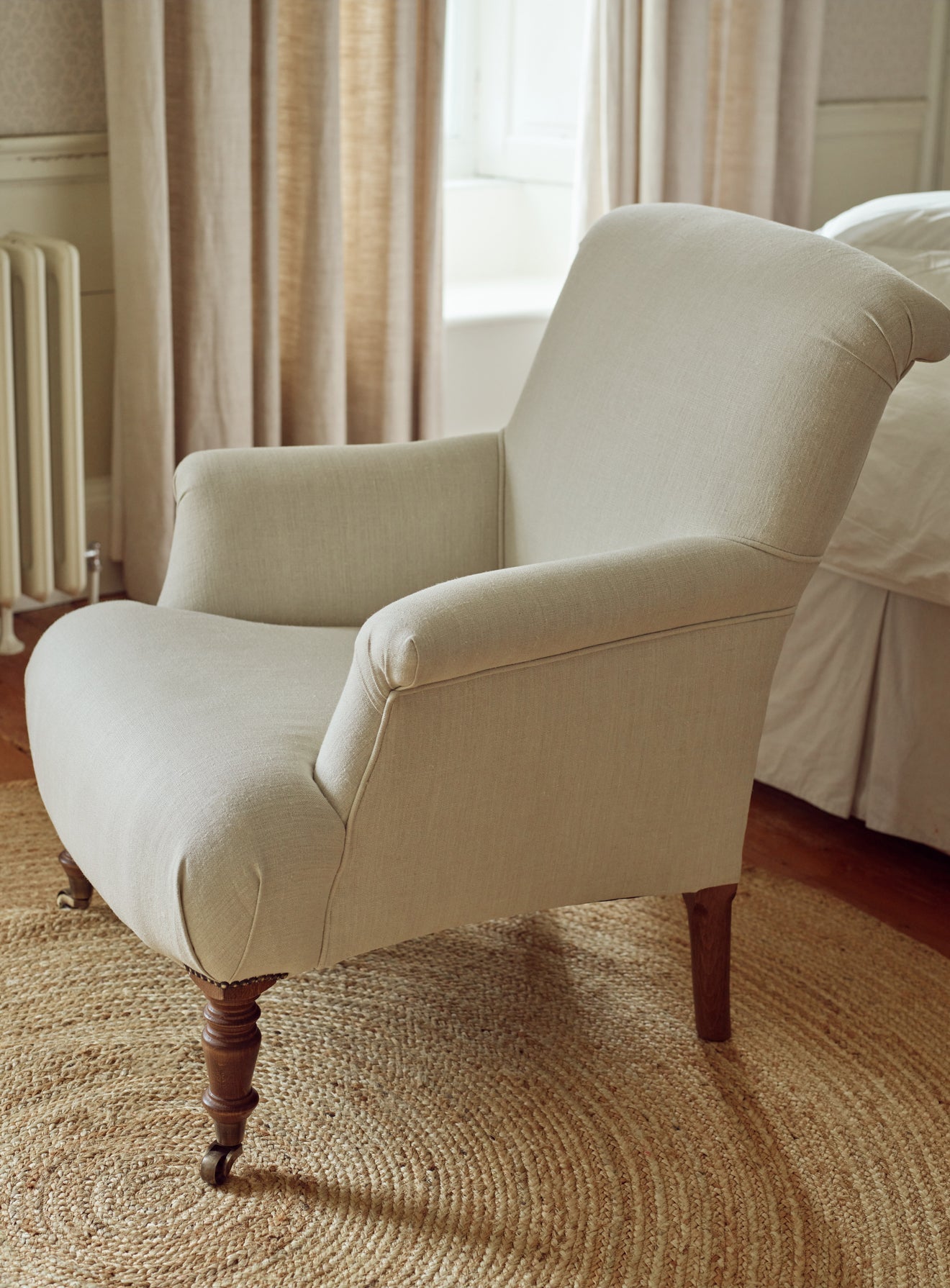 Fauteuil Finley, lin écru