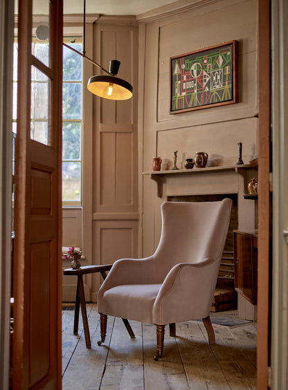 Fauteuil à oreilles Bromley, velours Clover