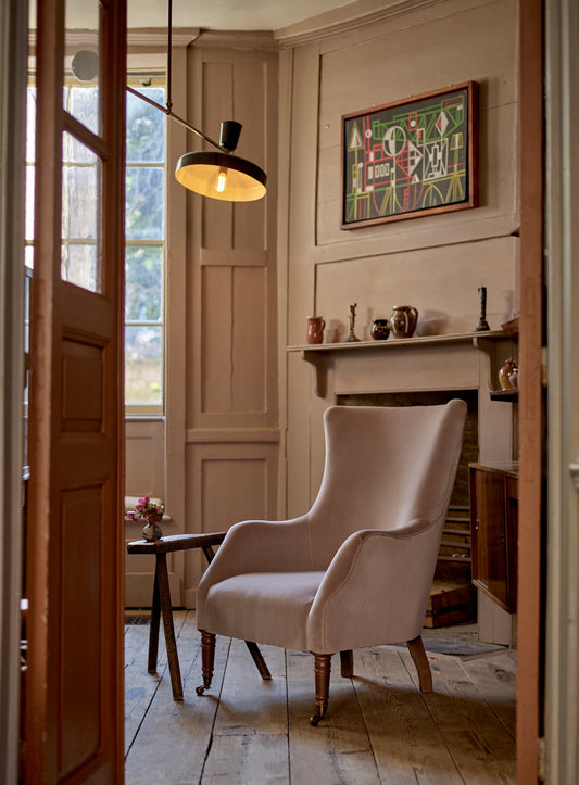 Fauteuil à oreilles Bromley, velours Clover