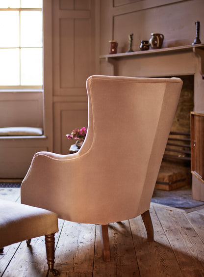 Fauteuil à oreilles Bromley, velours Clover