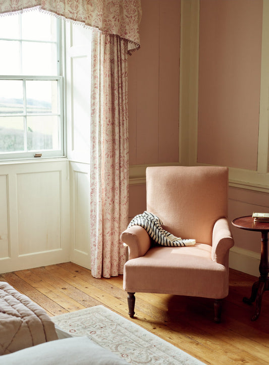 Fauteuil Wilford, lin rose poudré