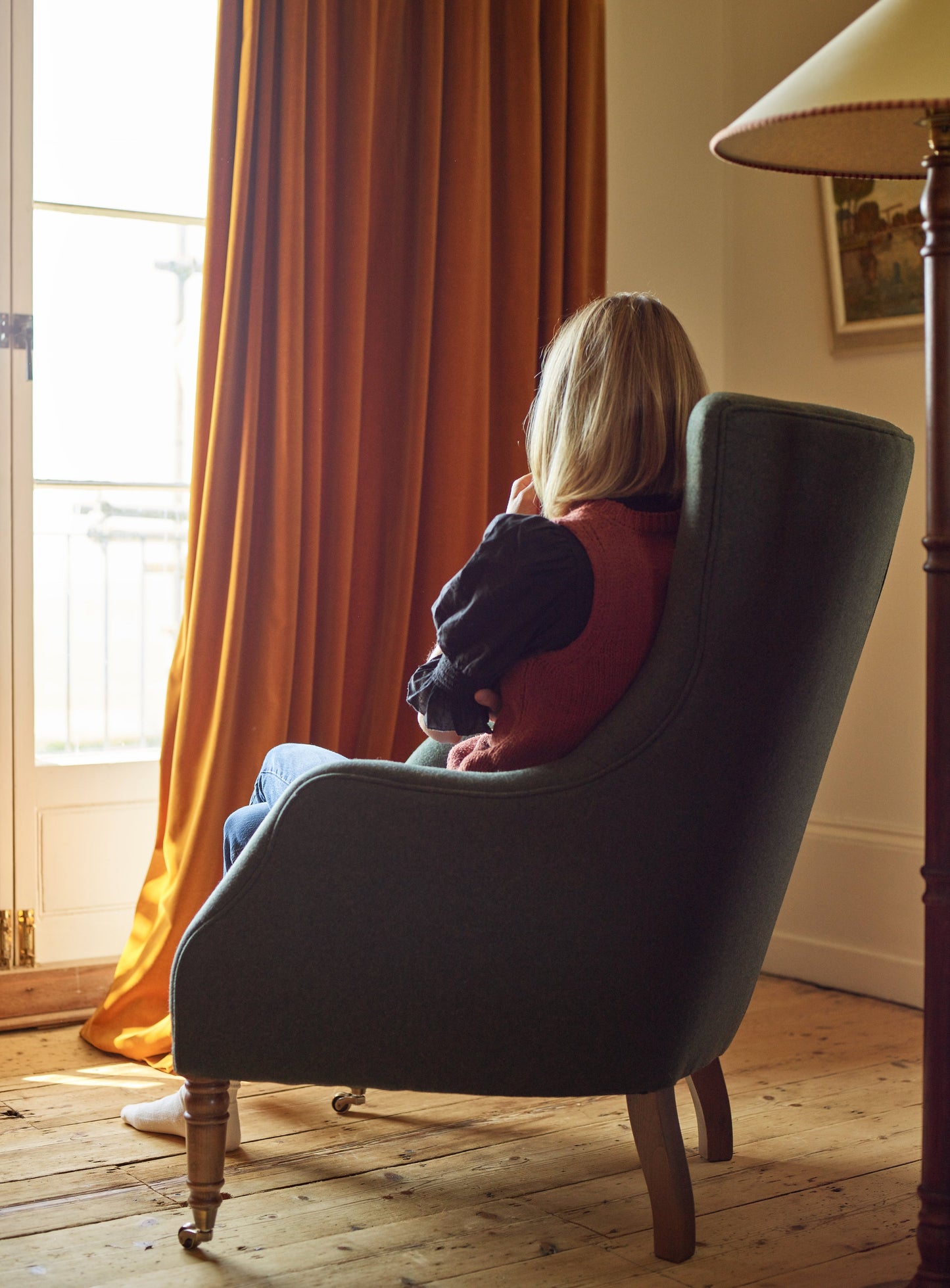 Fauteuil à oreilles Bromley, laine de mousse
