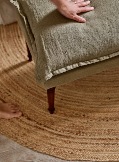 Banc rembourré Mila, lin olive