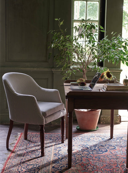 Fauteuil de bibliothèque Bennett, rayures bleues sur fond blanc