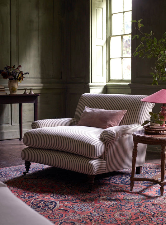 Fauteuil Remy, rayures saumon