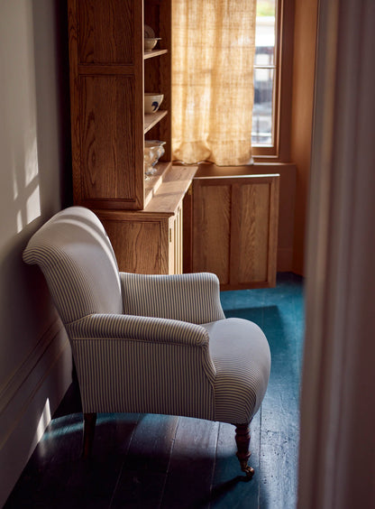 Fauteuil Finley, rayures bleues sur fond blanc