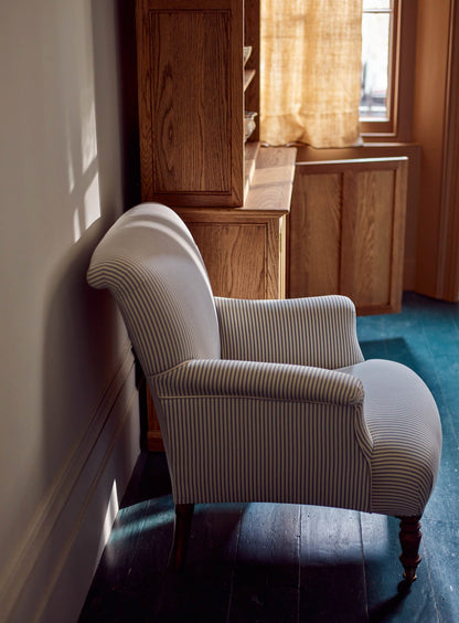 Fauteuil Finley, rayures bleues sur fond blanc